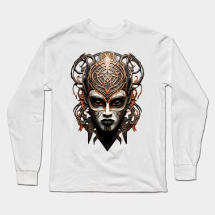 Mystic Majesty: African Ritual Mask Long Sleeve T-Shirt